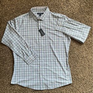 Mizzen+Main Leeward Blue plaid L/S Button Trim shirt size XXL